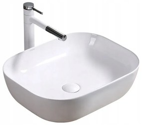 Umywalka nablatowa prostokątna ceramiczna stawiana na blat biała 41x31 cm