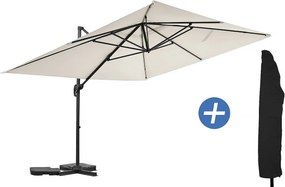Parasol ogrodowy aluminiowy z wysięgnikiem "Sky 4" – 3 x 4 m – Ecru – z pokrowcem