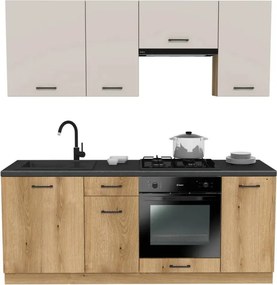 Zestaw Mebli Kuchennych MODERN 200 cm Dąb Evoke/Kaszmir Nowoczesny