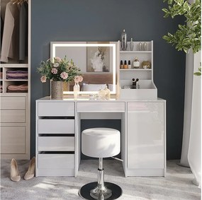 Stół do toalety biały/biały wysoki połysk 128.2x50.1x76 sherry