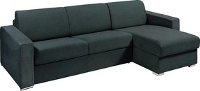 Kanapa narożna rozkładana uniwersalna w zielonej tkaninie butelkowej - Materac z szerokimi listwami 160 cm - Materac 18 cm - CALITO