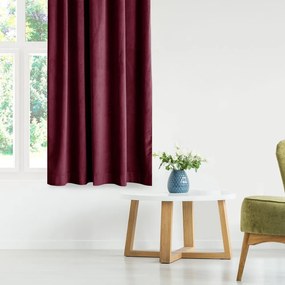 Bordowa aksamitna zasłona częściowo zaciemniająca (dimout) 140x270 cm Eyelets – Restilo