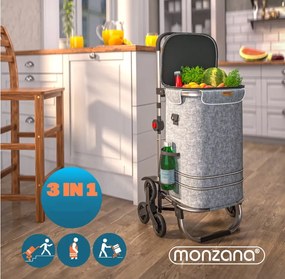 Monzana Torba na zakupy na kółkach do schodów COMFORT, 50l, szara