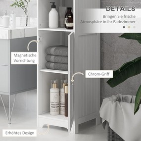 HOMCOM Szafka Łazienkowa, 40 cm x 38 cm x 160 cm, Biała