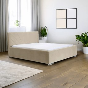 Łóżko tapicerowane z pojemnikiem i materacem LUKS Beżowy 140x200 cm