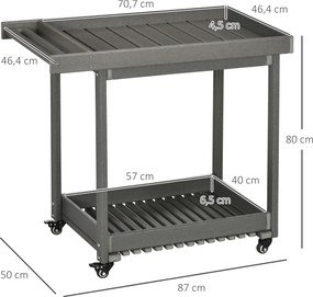 Outsunny Wózek do serwowania na grill Wieszak na ręczniki Półki Stalowy do użytku zewnętrznego | Aosom PL