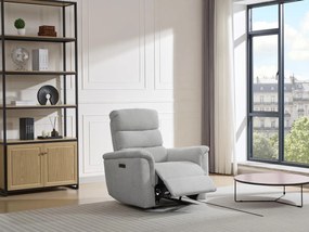 Fotel z elektryczną funkcją relax i jasnoszarą tapicerką - CARTASIA
