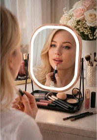 Lusterko Do Makijażu PREMIUM METALOWE Kosmetyczne PODŚWIETLANE LED | VOLAN