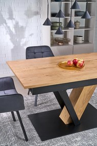 Stół do jadalni rozkładany naturalny/czarny 160-220/90/78 cm FANIS