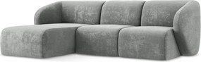 Szary narożnik z tkaniny szenilowej (lewostronny/z szezlongiem) Lani – Makamii