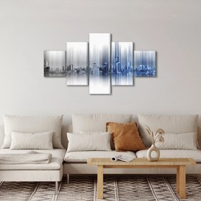 Obraz - Panorama miasta, niebiesko - szara (125x70 cm)