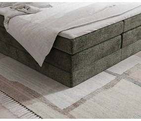 Ciemnozielone łóżko kontynentalne ze schowkiem/bez zagłówka 200x200 cm Juniper – Maison de Rêve