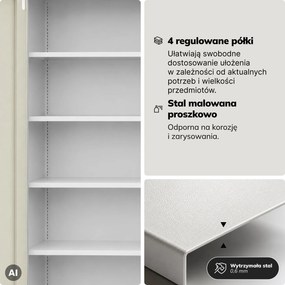 Szafa biurowa metalowa z zamkiem na szyfr szara/dąb sonoma, 900x1850x400 mm: DANIEL Eco Design