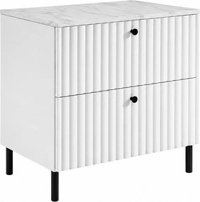 Szafka łazienkowa stojąca z blatem 60, biały + blat z efektem marmuru Bianco, uchwyty w trzech kolorach, nogi czarne, 60 x 44,4 x 73,6 cm