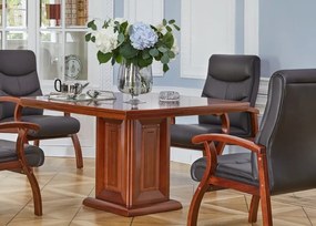 Stolik biurowy Dunkan, kwadratowy, fornirowany drewnem. Dostępne wymiary: 80x80 cm i 120x120 cm. Stolik okolicznościowy do biura. Meble gabinetowe Prestige.