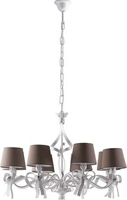 Lucy żyrandol białe żelazo z gołębioszarymi kloszami PVC, 8 lamp, Ø84 cm