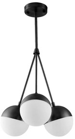 Lampa Wisząca Szklana Kula Mleczna APP687-3CP Czarna