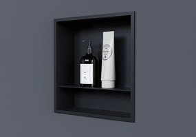 Półka wnękowa ścienna ze stali nierdzewnej NT303010XZe schowkiem - 30 x 30 x 10 cm
