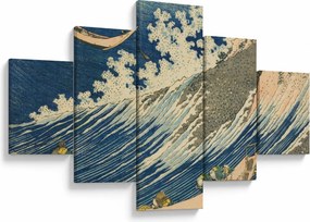 Obraz - Katsushika Hokusai, Fishing Boats at Choshi in Shimosa (Soshu Choshi) , reprodukcje (125x70 cm)