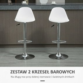 HOMCOM Zestaw 2 hokerów nowoczesne krzesła barowe do 120 kg białe stylowe siedziska | Aosom PL