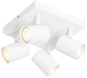 Nowoczesna lampa sufitowa biała 4-punktowa z regulacją kwadratową - Jeana Nowoczesny Oswietlenie wewnetrzne