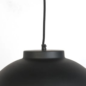 Wisząca lampa czarna z mosiężnym wnętrzem 40 cm - HoodiPrzemysłowy Oswietlenie wewnetrzne