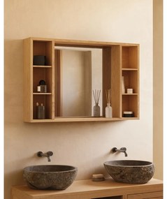 Wisząca szafka łazienkowa z litego drewna tekowego z lustrem 100x65 cm Parana – Kave Home