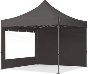 TOOLPORT 3x3 m Namiot Ekspresowy, PREMIUM Stal 40mm, ze ścianami bocznymi, okna panoramiczne, ciemnoszary - (600023)