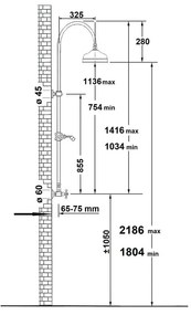 Zestaw prysznicowy z mosiądzu w kolorze brązu z baterią z termostatem z deszczownicą i słuchawką prysznicową 142 cm Antea – Sapho