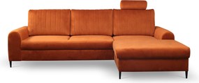 Masseno Narożnik VERONA z funkcją spania i pojemnikiem na pościel Narozniki L, Rozkładana sofa - Brązowy, VELLUTO RUST 33