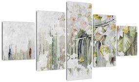 Obraz - Białe kwiaty, vintage (125x70 cm)