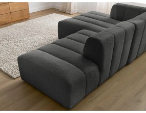 Ciemnoszary narożnik z materiału bouclé (lewostronny/z szezlongiem) Annecy – Bobochic Paris