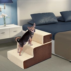 PawHut schody dla psa, schody dla kota, pomoc w wejściu, 3 stopnie, pluszowe, beżowe