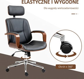 Vinsetto Ergonomiczny Fotel Biurowy z Wysokim Oparciem, Odczepianym Zagłówkiem do Domowego Biura, Czarny | Aosom PL