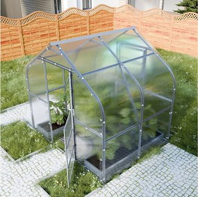 Nietypowa Szklarnia Ogrodowa z Poliwęglanu 5m2 2,5m x 2m 6mm - Srebrna