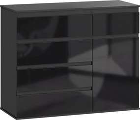 HOMCOM Nowoczesny sideboard, szafka do przechowywania z 5 szufladami, regulowaną półką, drzwiami z cichym domykiem, czarny połysk | Aosom PL