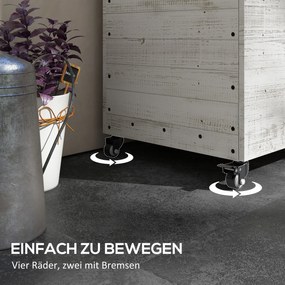 Outsunny Podwyższane Grządki Drewniane z Szufladą Szklarnia na Kółkach Skrzynia Ziołowa 110x50x95cm Biały | Aosom PL