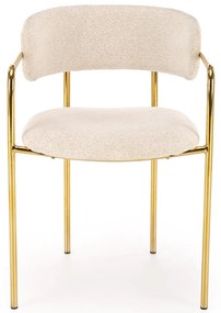 Krzesło Do Jadalni Salonu Kremowy, K537 Tkanina RAVEN, chrom, glamour