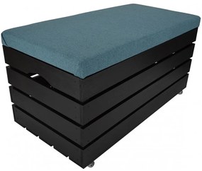 Pufa kufer skrzynia z kółkami drewniana sosnowa siedzisko 80cm malowana czarna