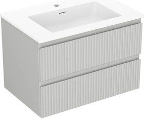 Mexen Rivel szafka łazienkowa 70 cm z umywalką Otis, 2 szuflady, ryflowana , szara mat/biała mat - 91A20-07047-2-BFF62-W18M01