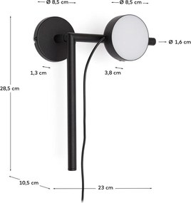 Czarny metalowy kinkiet LED ze ściemniaczem do kontaktu Orey – Kave Home