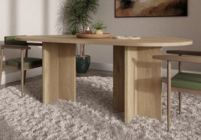 Stół Sevil 204x90 cm owalny – nowoczesny stół do jadalni 6-8 osób, blat laminowany, kolory dąb orzech