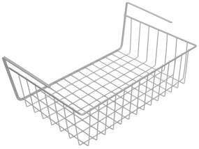 Koszyk podwieszany na owoce, metalowy, jasnoszary, 40 x 25,5 x 14,3 cm
