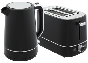 HOMCOM Zestaw czajnik 1,7 L i toster z 6 stopniami zrumienienia, Czarny/Stal