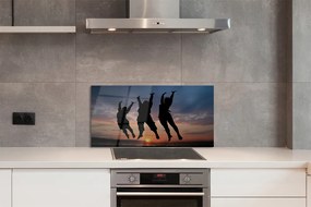 Szklany Panel Ludzie na tle Zachodu i Chmur