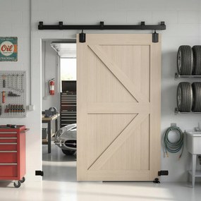 HOMCOM Wytrzymały zestaw do drzwi przesuwnych 183 cm czarny do jednoskrzydłowych drzwi | Aosom PL