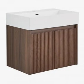 Zestaw Wiszących Mebli Łazienkowych Zintegrowany Z Umywalką Genevie Ciemna Czerń - Sklum