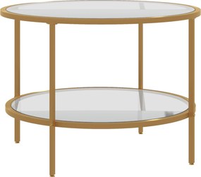 HOMCOM Stolik pomocniczy, nowoczesne wzornictwo, 2 poziomy, Ø60x43H cm, odcień złota