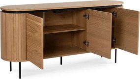 Komoda do Salonu BECK 160 cm Dąb Trzydrzwiowa Ryflowana Nowoczesna