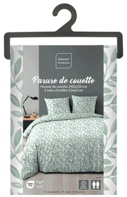 Biało-zielona pościel dwuosobowa z mikrowłókna 240x220 cm Sequoia – douceur d'intérieur